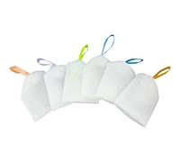 com-four® Bolsas de jabón 6x, redes de jabón transparentes con cinta de seda en diferentes colores pastel (06 piezas - coloridas)