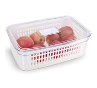 com-four® Caja de conservación de alimentos frescos con cesta insertable 3,6 L - Recipiente de plástico con tapa - Caja de almacenamiento para frutas, verduras, carne y pescado (1 pieza - 3600 ml)