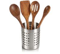 com-four® Cesta de cubiertos - Porta utensilios de cocina - Cesta de cubiertos acero inoxidable - Ø 10,0cm (silberfarben)