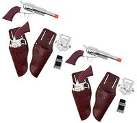 COM-FOUR® Conjunto de 12 Piezas de Vaquero con Pistolas, Fundas, Marcas y Cinturones - Disfraces Mardi Gras y Halloween