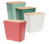 com-four® Contenedores de almacenamiento 4x con tapas de bambú: cajas de almacenamiento de plástico reutilizables para alimentos, cosméticos y artículos pequeños, ideales para pasta, café, azúcar
