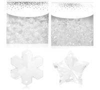 COM-FOUR® Decoración de dispersión de cristales acrílicos - estrellas y copos de nieve - piedras decorativas transparentes para decoración de mesas o para colgar [la selección varía] (estrellas/copos)