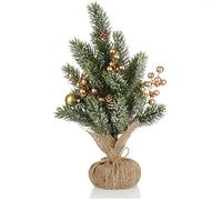 COM-FOUR® Decoración del árbol de Navidad - Pequeño árbol Decorativo con Bolas navideñas - Gran decoración de Mesa para la Temporada de Adviento, complementa Coronas (Ramas Verdes de 35cm con Bolas)