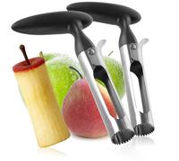 COM-FOUR® Descorazonador de Manzanas de Acero Inoxidable 430 - Con Mango de Plástico (2 Piezas - Negro)