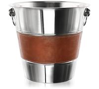 COM-FOUR® Enfriador de champán con banda de cuero de imitación - cubo de enfriamiento para vino espumoso, vino y champán - enfriador de hielo noble para ocasiones especiales