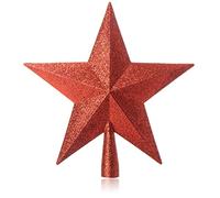 com-four® Estrella Brillante para el Árbol de Navidad - Decoración Navideña - Estrella Color Rojo con Brillo - Adorno para Árbol de Navidad (Rojo)
