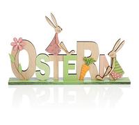com-four® Expositor Decorativo para Pascua - Rotulación con conejitos de Pascua- Decoración de Pascua de Madera