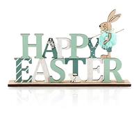 com-four® Expositor Decorativo para Pascua - Rotulación con Lindos conejitos de Pascua - Decoración de Pascua para Poner (1 Pieza - Conejo y Mariposa)