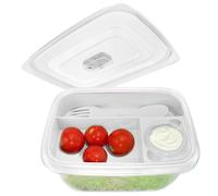 com-four® Fiambrera blanca con cubiertos y recipiente para salsa - Bento box para el trabajo, la escuela, la universidad y viajes - Fiambrera apta para lavavajillas (01 pieza - blanco - 19 cm)