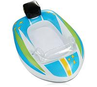 COM-FOUR® Figura Flotante con diseño de lancha - Bote de Goma Hinchable para niños - Colchón de Aire para divertirse (Barco Blanco-Azul)