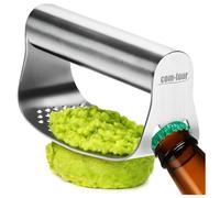 com-four® Herramienta de cocina de acero inoxidable - prensa con abridor de botellas - para picar jengibre, aguacate, papas, frutas y masa - prensa de puré, hierbas