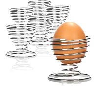 COM-FOUR® hueveras 6x de metal cromado, porta huevos elegante con aspecto metálico, juego de desayuno en espiral (06 piezas - espiral)
