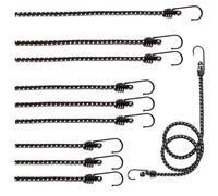 COM-FOUR® Juego de 10 Correas elásticas con Tiras Reflectantes - Correas de Equipaje en Cuatro tamaños - Extensor con Gancho - Correas elásticas para asegurar la Carga - Correa de Amarre