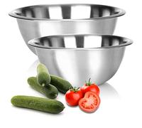 com-four® Juego de 2 cuencos para mezclar de acero inoxidable, cuenco de cocina multifunción, cuenco de metal plateado, diferentes tamaños (color plata)
