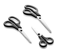 Com-four® Juego de 3 Piezas - Tijeras Grandes para el Hogar, Pequeñas para la Cocina y para Manualidades - Acero Inoxidable (Gris-Negro)