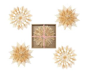 COM-FOUR® Juego de 4 Estrellas de Paja Grandes, Decoración de Ventana XXL