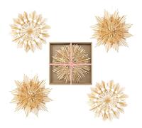 COM-FOUR® Juego de 4 Estrellas de Paja Grandes - Decoración de Ventana XXL de Paja - Estrellas de Paja en Diferentes diseños - 26cm/28cm