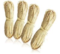 com-four® Juego de 4 Piezas de Rafia - Rafia Natural para el Bricolaje y para Decoración - Rafia para Manualidades en Color Natural (004 Piezas - Bast Nature)