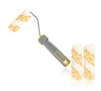 com-four® Juego de 4 Rodillos de Pintura de Primera Calidad - Rodillo de Pintura de Pelo Largo de 10 cm con Mango de 25 cm y 2 Rodillos de Repuesto