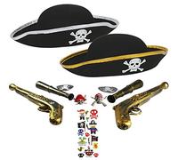 com-four® Juego de accesorios I. para disfraces de pirata - ideal para carnaval, fiestas temáticas y eventos de disfraces (11 piezas - para 2 niños) [la selección varía]