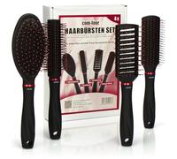 COM-FOUR® Juego de peinado de 4 piezas con diferentes cepillos para el cabello: universal, redondo, esqueleto, Sassoon