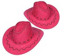 com-four® Juego de Sombreros de 2 Piezas para Vaqueros - Sombrero Occidental en Rosa - Tocados para Vaqueras en Carnaval, Disfraces, Halloween, Fiestas temáticas (02 piezas - rosa vaquero)