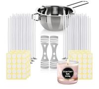 com-four® Juego para fabricar 120 Velas - Incluye mechas, crisol, Soporte para mechas y Pegatinas, Ideal para Crear Velas DIY (243 Piezas - Juego de iniciación)