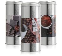 com-four® Lata para 3 cápsulas de café - Lata de metal para cápsulas de café - Lata decorativa con tapa en un diseño vintage moderno - Recipiente para almacenar café, cacao (3 piezas - café)