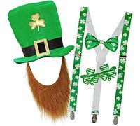 com-four® Leprechaun, disfraces de Kobold Día de San Patricio - atuendos accesorios festival, irlandés - Mardi Gras, Shrovetide, Carnival, Parade, Motto Party, Irish Pub (04 piezas - Set02)