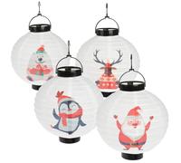 COM-FOUR® Linterna LED 4x - linterna con hermosos motivos - linterna de papel que funciona con pilas - iluminación LED para Navidad - decoración navideña [la selección varía] (4 piezas - Navidad)