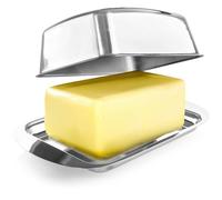 COM-FOUR® Mantequera de Acero Inoxidable - Mantequera Grande de Acero Inoxidable - Mantequera con Tapa - Recipiente para Mantequilla Apto para lavavajillas