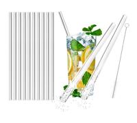 com-four® Paja de vidrio 10x - Pajitas de vidrio reutilizables con cepillo de limpieza - Tubos de bebida ecológicos para bebidas y batidos
