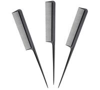 com-four® Peine con Mango de Aguja 3X en Negro, Peine con Mango de plástico con Grosor de Peine Grueso, 20,5 cm