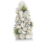 COM-FOUR® Pequeño árbol Decorativo - Grandes Decoraciones de Mesa - Ideal para la Temporada de Adviento (34cm con Cono Blanco)