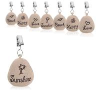 Com-four® Pesos para Mantel 8X - Resistentes a la Intemperie con Clip - Aspecto de Piedra y Diseño de Playa - Aprox. 30g (Grau - Steine)