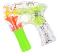 com-four® Pistola de Burbujas de Jabón con Luz LED y Agua Jabonosa - Máquina de Pompas de Jabón para Niños y Adultos (1 Pieza - Transparente)