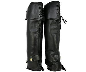 com-four® Polainas de Botas Hechas de Cuero sintético Negro, Tops para Carnaval, Carnaval, Halloween y Fiestas temáticas, Talla única, 60 cm