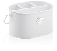 com-four® Porta cubiertos de metal - portalápices con tabique - cesto metálico - cesto para cubiertos para la mesa (1 pieza - gris claro)