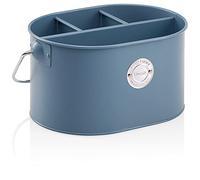 com-four® portacubiertos de metal - portalápices con tabique extraíble - cesto metálico con asa - cesto para cubiertos para la mesa o la cocina (1 pieza - azul)
