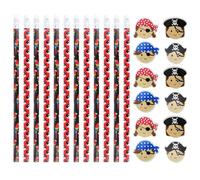 COM-FOUR® regalos de fiesta para cumpleaños de niños 24 piezas - 12x lápices + 12x borradores - regalos coloridos para niños - pequeños regalos de fiesta [la selección varía] (24 piezas - rosa)