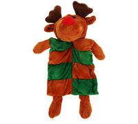 com-four® Reno de Juguete para Perros - Juguete Suave para Masticar - muñeca de Juguete chirriante Hecha de Felpa - Juguete para la dentición de Suministros para Mascotas (1 Pieza - Vestido - Reno)