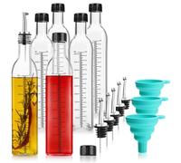 com-four® set de 21 piezas con botellas de vidrio de 500 ml con escala, vertedores, embudo y accesorios, dispensador práctico para aceite, vinagre y licor (Juego de 21 piezas)