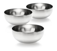 com-four® Set de 3 Cuencos de Acero Inoxidable, recipiente cocina 20 cm para snacks, pieza multifunción en metal plateado decorativo