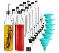 com-four® set de 42 piezas con botellas de vidrio de 500 ml con escala, vertedores, embudo y accesorios, dispensador práctico para aceite, vinagre y licor (Juego de 42 piezas)