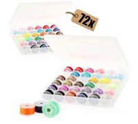 com four® set de costura con 72 canillas de colores, hilo en bobinas con caja de almacenamiento, accesorios prácticos para máquinas de coser (72 piezas - hilo - con caja)