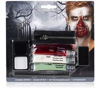 COM-FOUR® Set de Maquillaje Zombie, Set Tatuaje de Cremallera, Horror