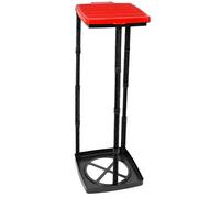com-four® Soporte para bolsas de basura con tapa, 3 alturas diferentes, montable, rojo (Cubierta - rojo)