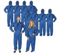 COM-FOUR® Traje de protección 10x de tres capas con capucha y cremallera - mono de pintor de tres capas talla única - tamaño del cuerpo de 160 a 200 cm - ropa protectora para pintar (10 piezas - azul)