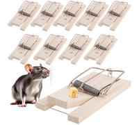 com-four® Trampa para Ratas 10x de Madera - Trampa de Resorte para un Control eficaz de plagas - Trampa de Resorte Reutilizable con Alta Fuerza de Impacto (Trampa para Ratas 10 Piezas)