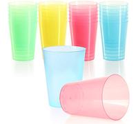 com-four® Vasos reutilizables 24x para fiestas, campamentos y para llevar - reutilizables y aptos para lavavajillas - vidrio de plástico [la selección varía]